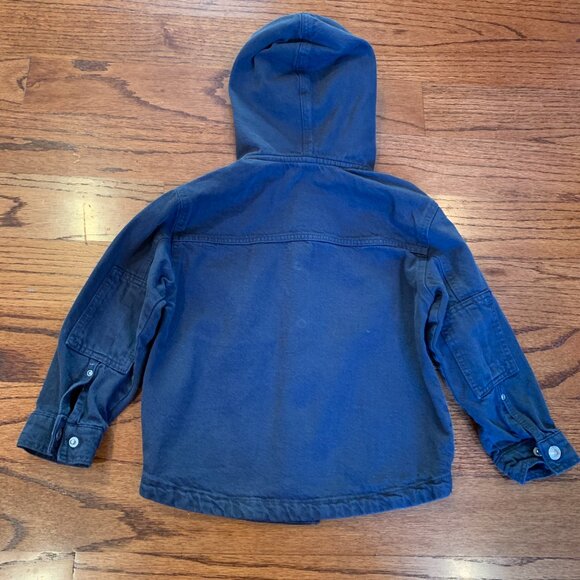 Zara Boys Hooded Navy Blue Snap Closure Denim Jacket MSRP $45 | Size 3-4 Years - Picture 8 of 13